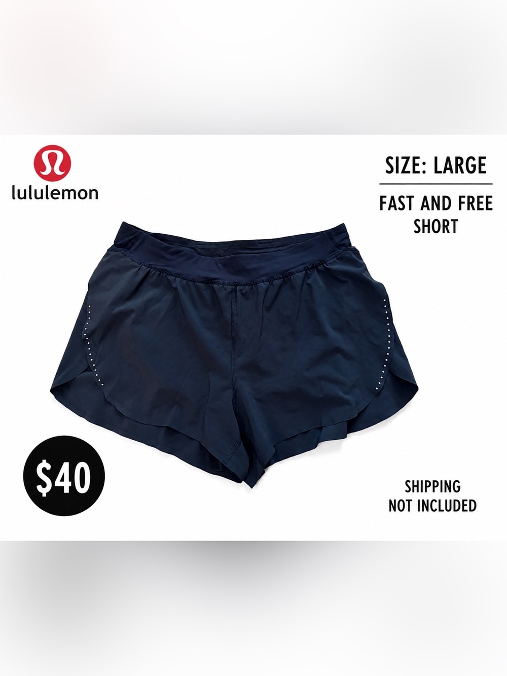 lululemon athletica Navy Fast and Free Running Shorts size L